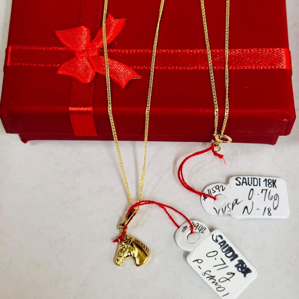 Authentic Real Gold 18 K. Necklace. Horse.